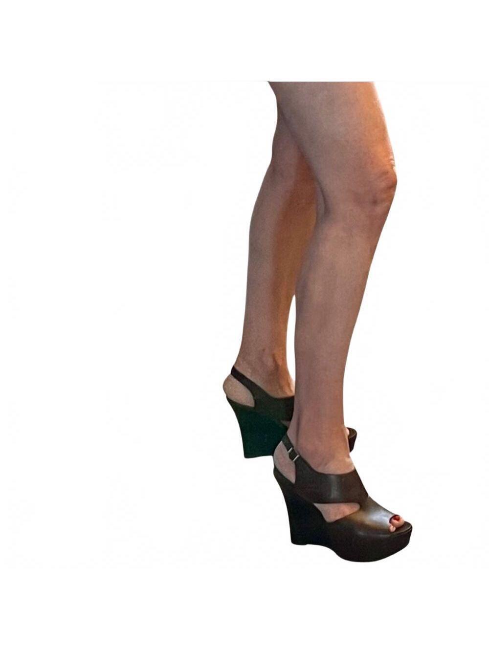 Marni Brown Leather Cutout Peep Toe Slingback Platform Wedge Wood 5” Heel 40 8.5